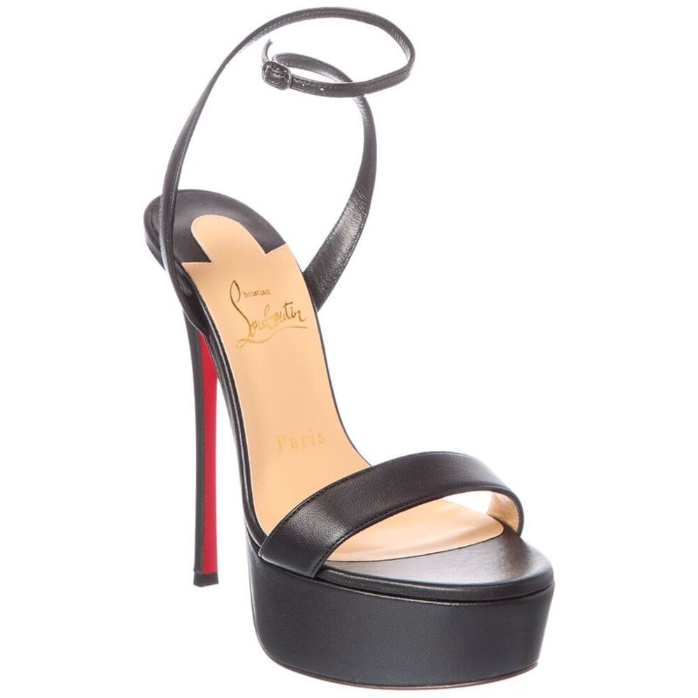 Christian Louboutin Loubi Queen Alta 150 Leather Platform Sandal, Black